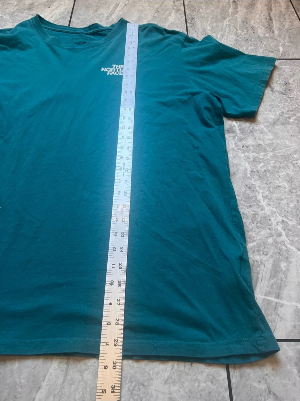 The North Face Mens Teal Blue Logo Graphic Tee C-Neck Never Stop Exploring 2XL